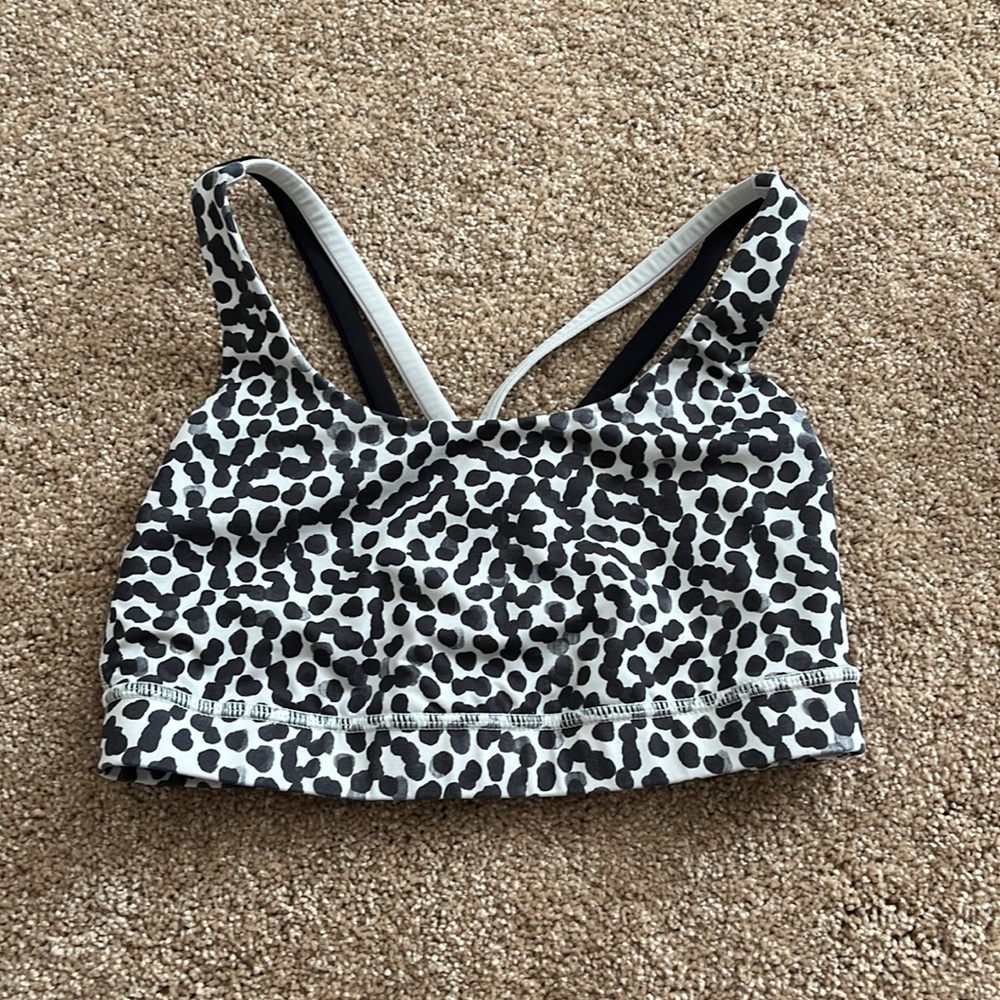 Lululemon energy bra black and white dots